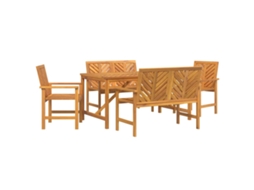 Conjunto 5 Conjunto De Jantar Para Jardim Vidaxl Castanho Madeira De Acácia Maciça (150 X 90 X 74 Cm)