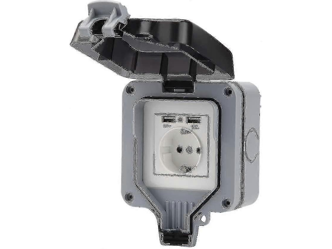 Omni tomada Exterior Ip66 Impermeable com Usb, Material Abs Resistente, 220 250v 16a, Instalação Fácil, Ideal para Jardim e Terraço