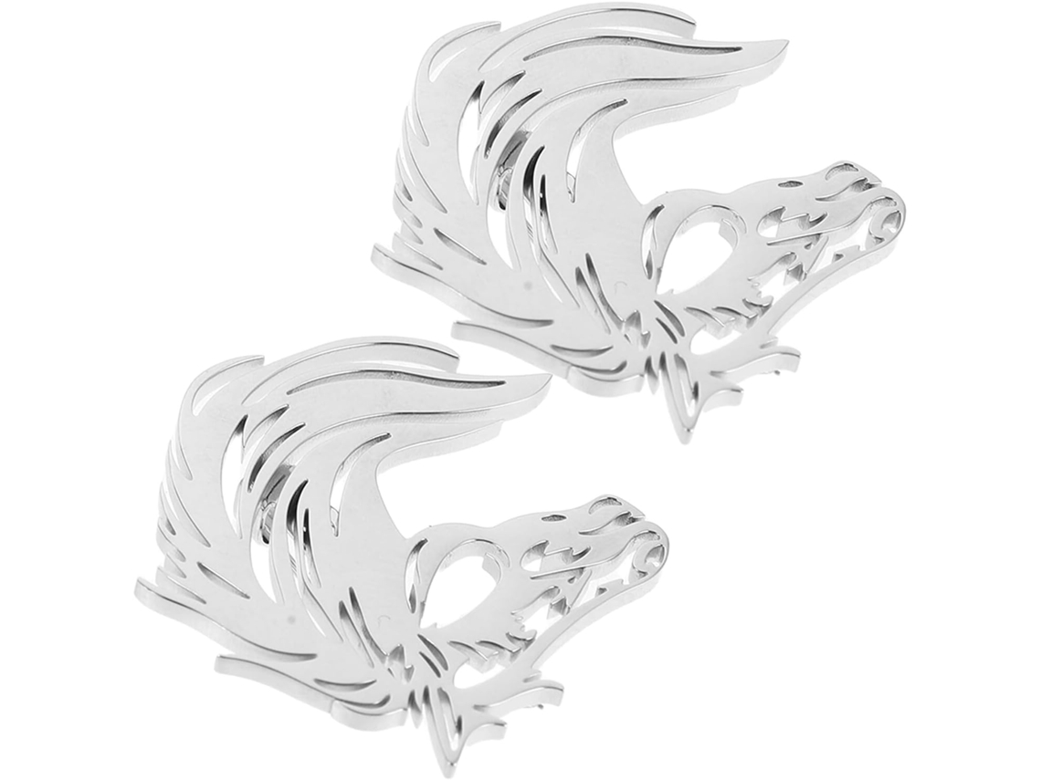 Conjunto De 2 Broches De Cavalo Com Cabeça Oca Em Aço Inoxidável Prateado, Design Exclusivo E Brilho Intenso.
