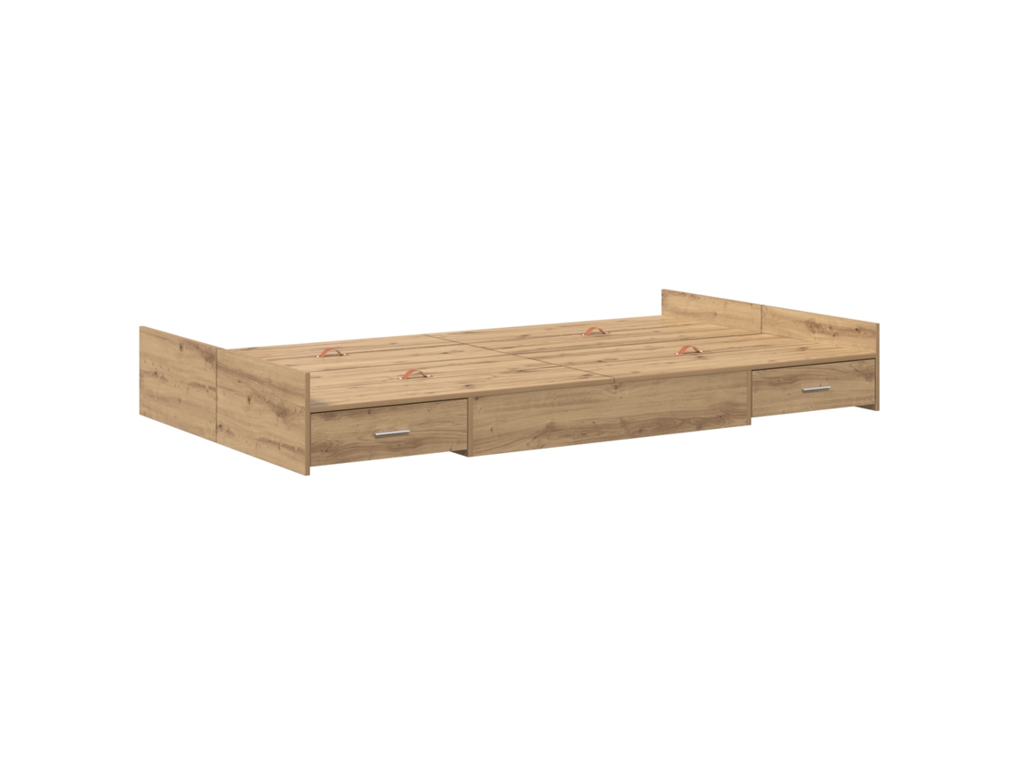 Conjunto 1 Estrutura De Cama Moderna Vidaxl Castanho Madeira De Pinho Maciça (120 X 200 Cm)