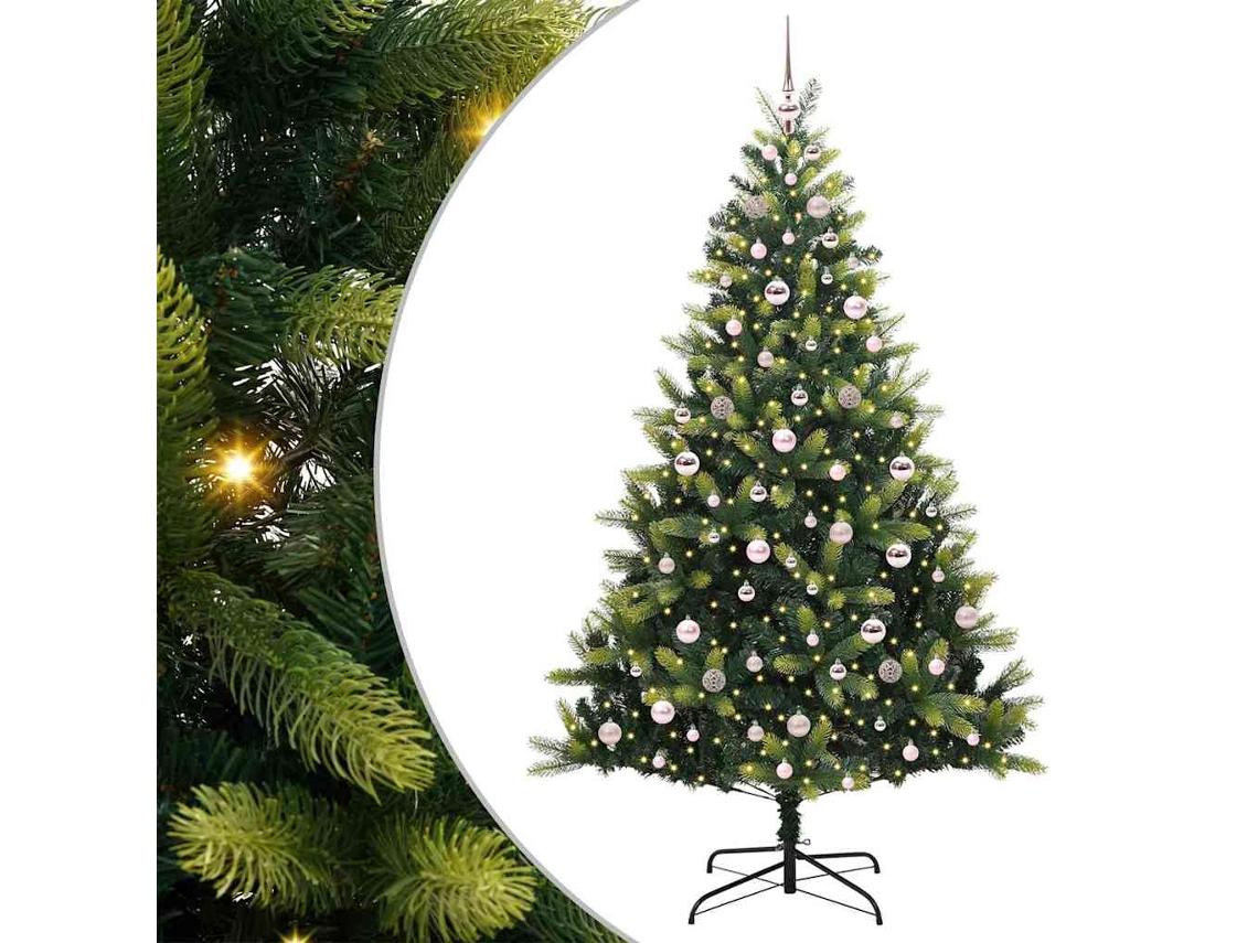 Árvore De Natal Artificiál Dobrável Com Luzes Led Vidaxl Verde Pvc (210 Cm)