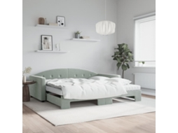 Vidaxl Sofá-cama C/ Gavetão E Colchões 100x200cm Veludo Cinzento-claro