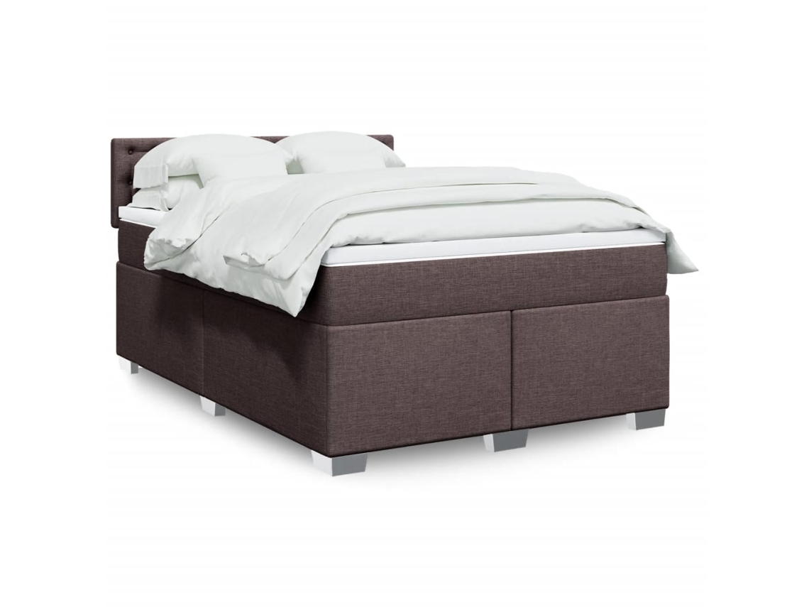 Cama com Colchão de Molas PANGSHIYUAN Madeira Tecido Castanho (160x200cm)