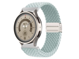 Pulseira magnética de nylon para Huawei GT6 GT5, Samsung Watch 7, pulseira esportiva elástica e respirável, verde.