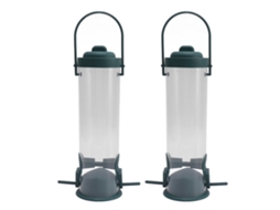 2 conjuntos comedouro tubular de plástico transparente para Pássaros com 2 vents e 2 portas S/MARCA