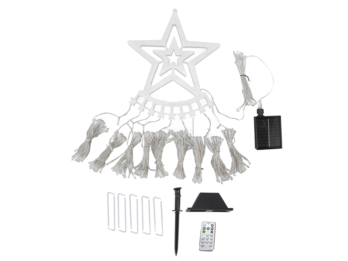 Luzes de Cascata Solar 350led 8 Modos Impermeáveis com Controle Remoto para Exterior Natal