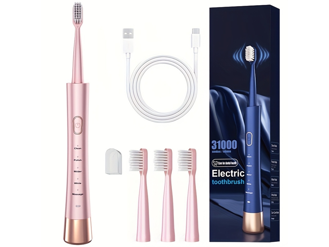 Escova Inteligente, Macios Inteligentes, Usb, 4 Cabeças Intercambiáveis STELASPLEN