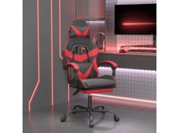 Vidaxl Cadeira Gaming C/ Apoio Pés Couro Artificial Preto E Vermelho