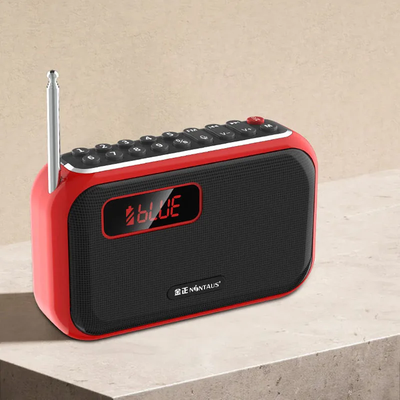 Mini Rádio Fm MDUG com visor led, alta sensibilidade, alto falante bluetooth, microfone e suporte gravação