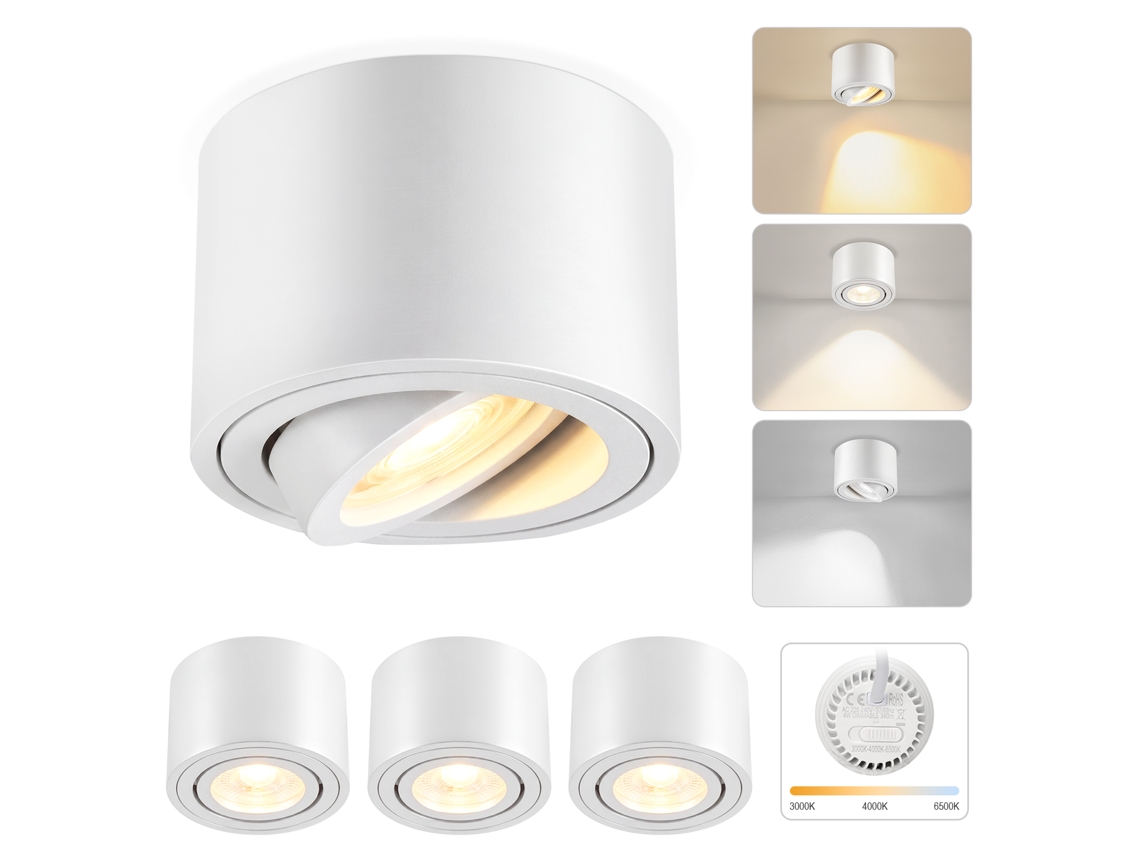 Foco Led Branco Encastrado Redondo 4w para Tetos 3000k 6500k Ajustável a 30° Adequado para Sala de Estar Ou Corredor ZMH