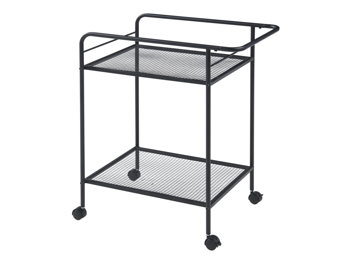 Carro de Serviço Hole com 2 Prateleiras em Metal 72 X 62 X 45 Cm Preto [EN.CASA]
