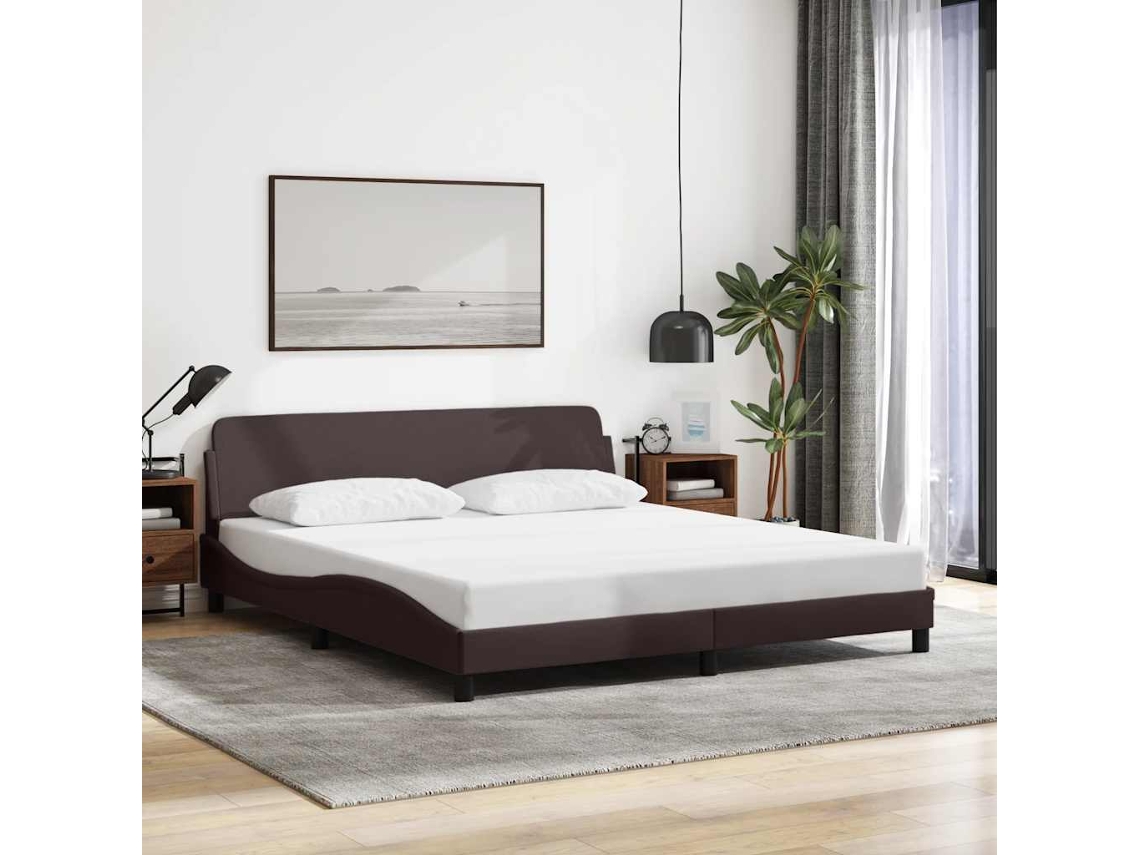 Vidaxl Estrutura De Cama Dover 160x200 Cm Tecido Castanho-escuro