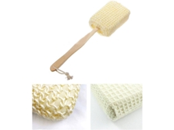 Escova De Banho Fibra Sisal Natural Com Cabo Longo