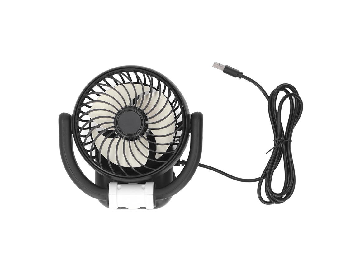 Ventilador USB para carro com uma única cabeça, dobrável, rotação de 360 graus, 2 velocidades, para painel, 5V DC