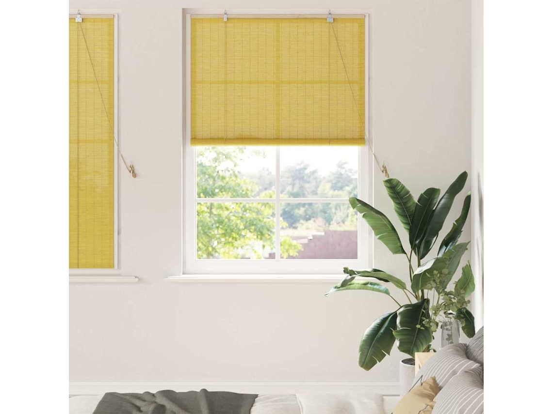 Vidaxl Estores De Rolo Amarelo 120 X 160 Cm Bambu