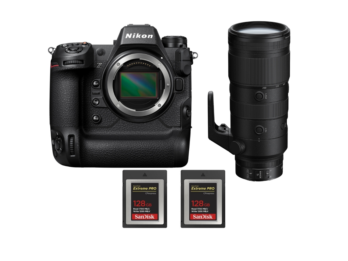 Z9 + Z 70 200mm F/2.8 Vr S + 2 Sandisk 128gb Extreme Pro Cfexpress Type B Máquina Fotográfica Profissional + Ebook Pricedirect NIKON