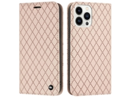 Capa Textura Lichia Bloqueio Para Iphone 14 Pro Max Pele Sintética Anti-riscos Amarelo