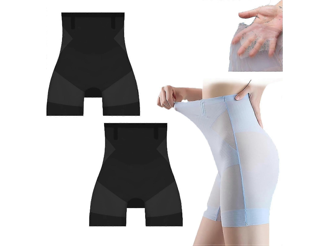 Shapewear Ultra Fina 2 Peças, Controle Barriga, Calcinha Alta Seda Gelo Sem Costura