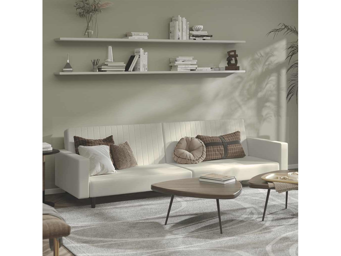 Vidaxl Sofá-cama De 2 Lugares Veludo Cor Creme