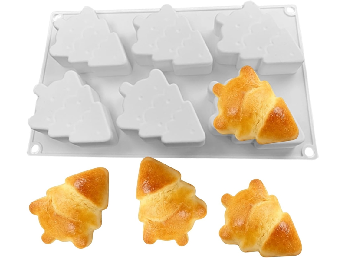 Forma De Silicone Assar Em Formato De Árvore De Natal Com 6 Cavidades