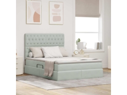 Vidaxl Cama com Arrumação e Colchão Cinzento claro 140 X 200 Cm Veludo