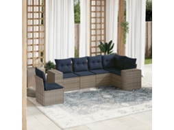 Conjunto de Sofá de Jardim com 10 Peças e Almofadas em Rattan Sintético Cinza VIDAXL