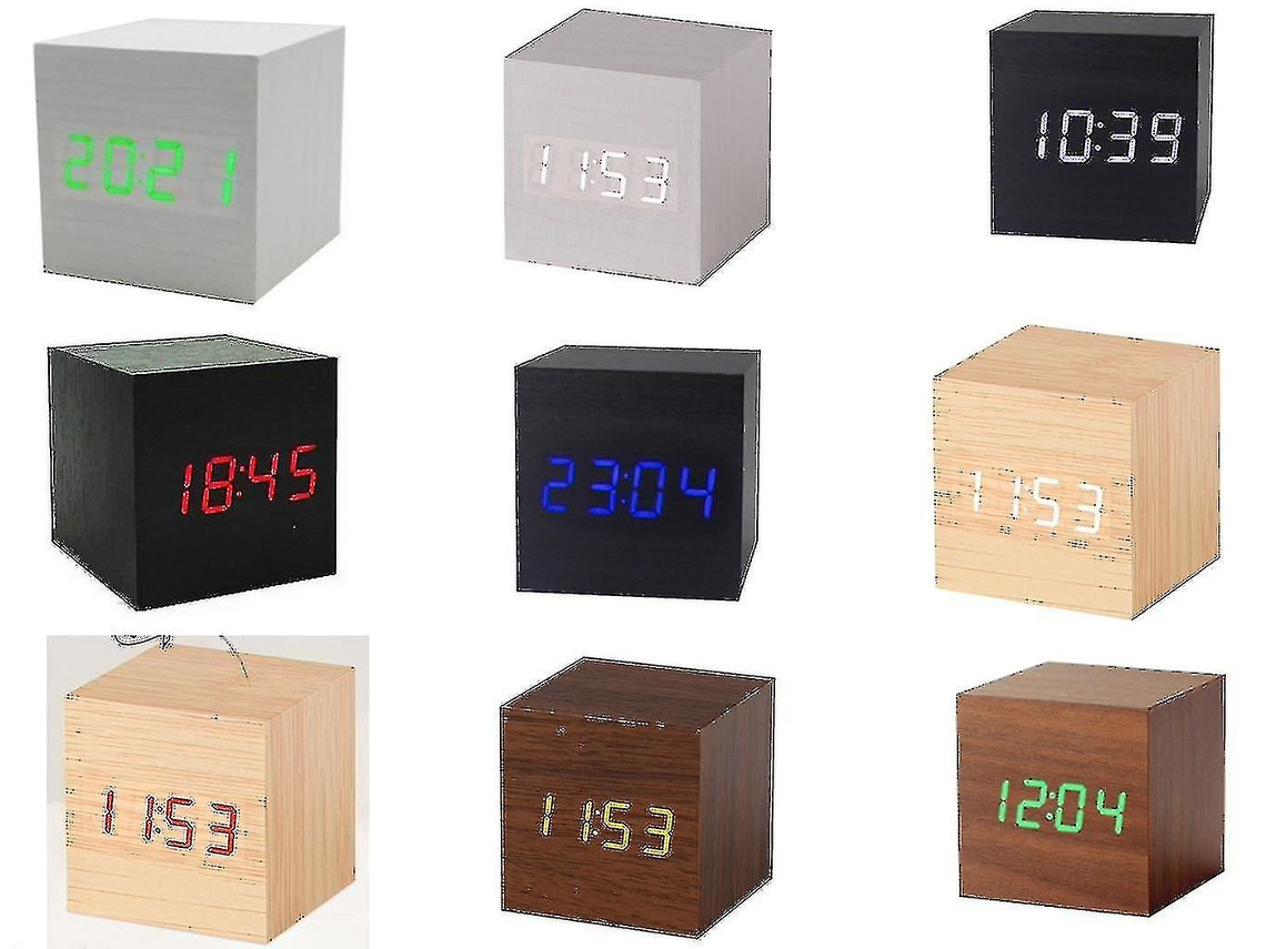 Despertador LED Gingko Cube com Som, Brilvibera em Várias Cores (Hora, Data e Temperatura)
