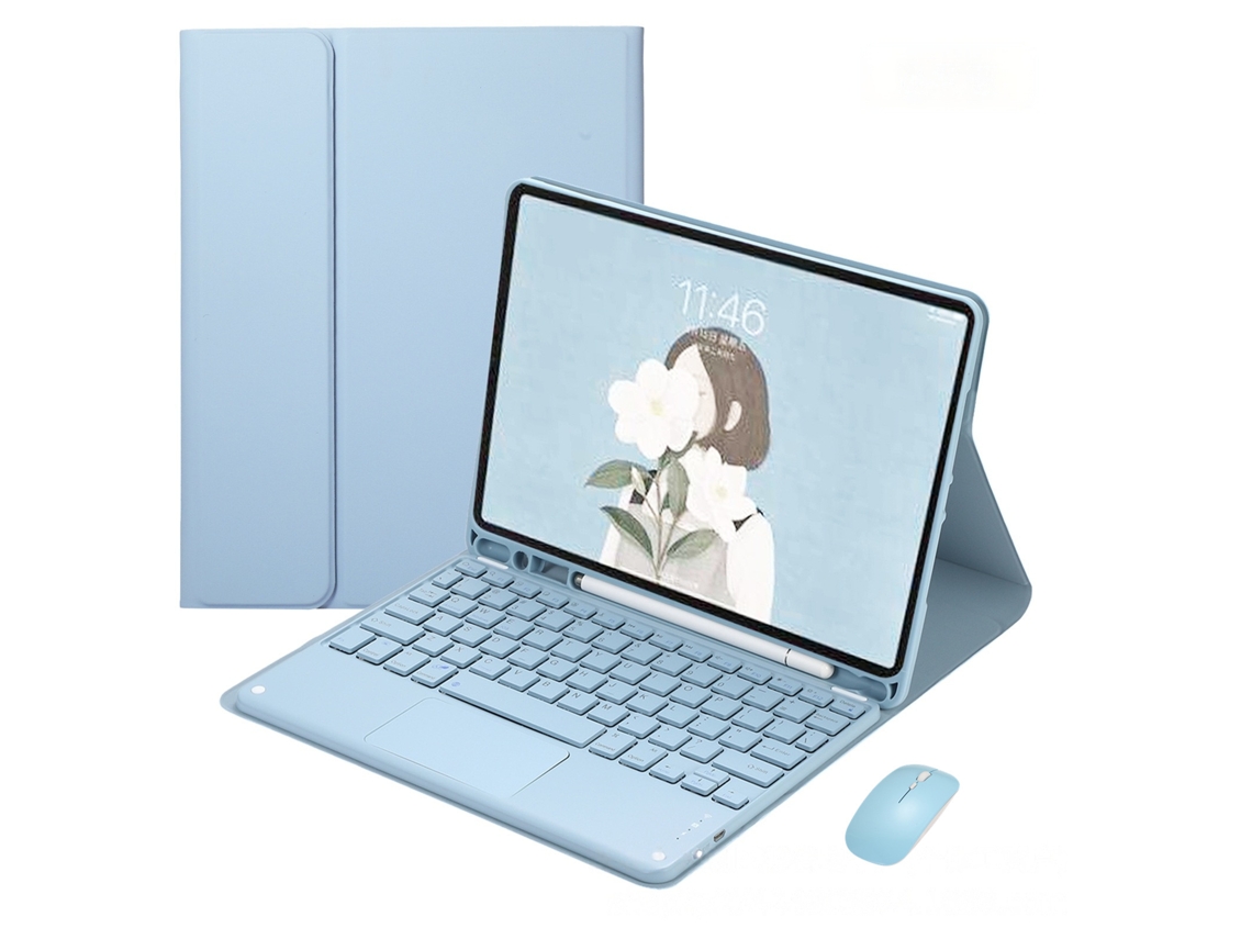 Capa Com Teclado Touchscreen Para Samsung Galaxy Tab A11 Plus 11 Polegadas Com Mouse, Azul Gertiz (2025)