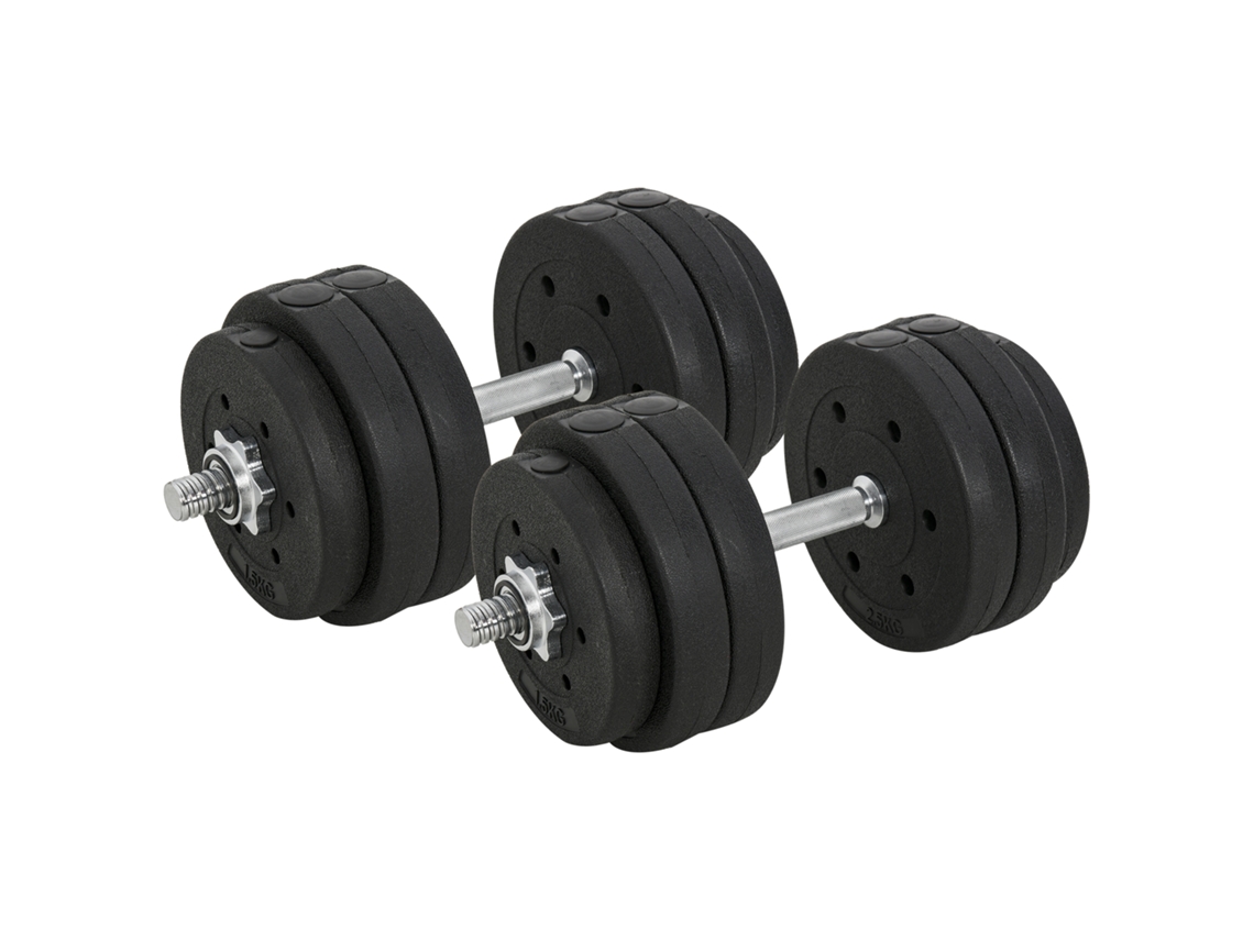 Conjunto de Halteres Ajustáveis 30kg com discos 2.5/1.5kg e barras de conexão 2kg para treino em casa BTFORUS