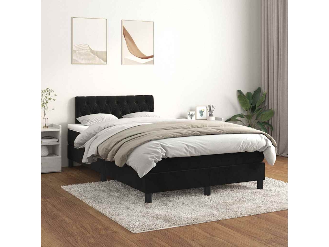 Vidaxl Cama Boxspring Com Colchão 120x200 Cm Veludo Preto