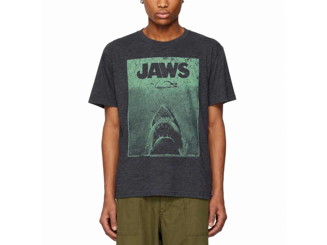 Rockinstone Jaws Movie Green Jaws Heather Navy Adult T-shirt Size:xl