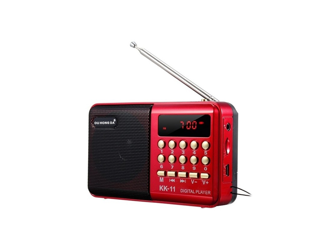 Leitor MP3 K11 Fm Recarregável Handheld Digital Fm Usb Tf Player Preto Redk11
