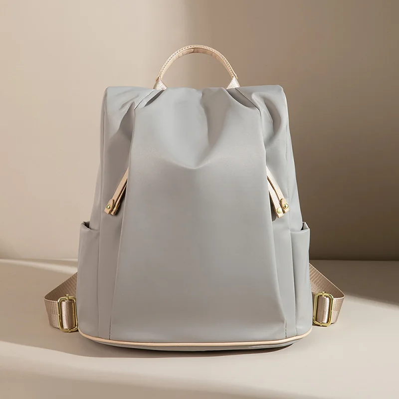 (9183-cinza) Mochila De Viagem Feminina, Mochila Impermeável Em Tecido Oxford, Leve E Antifurto.