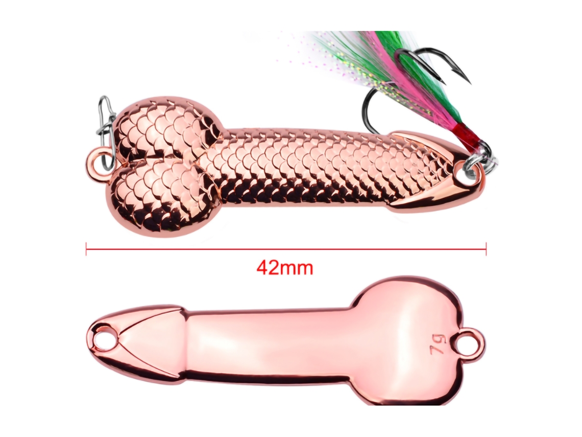 Isca de Pesca com Lure de Metal e Penas 7g Ouro Rosê