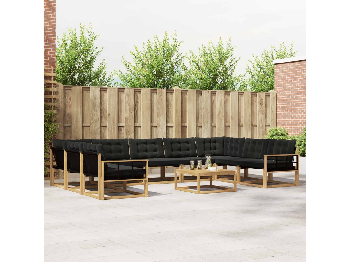 Vidaxl Conjunto De Sofás Para Exterior 10 Unid. Branco E Preto