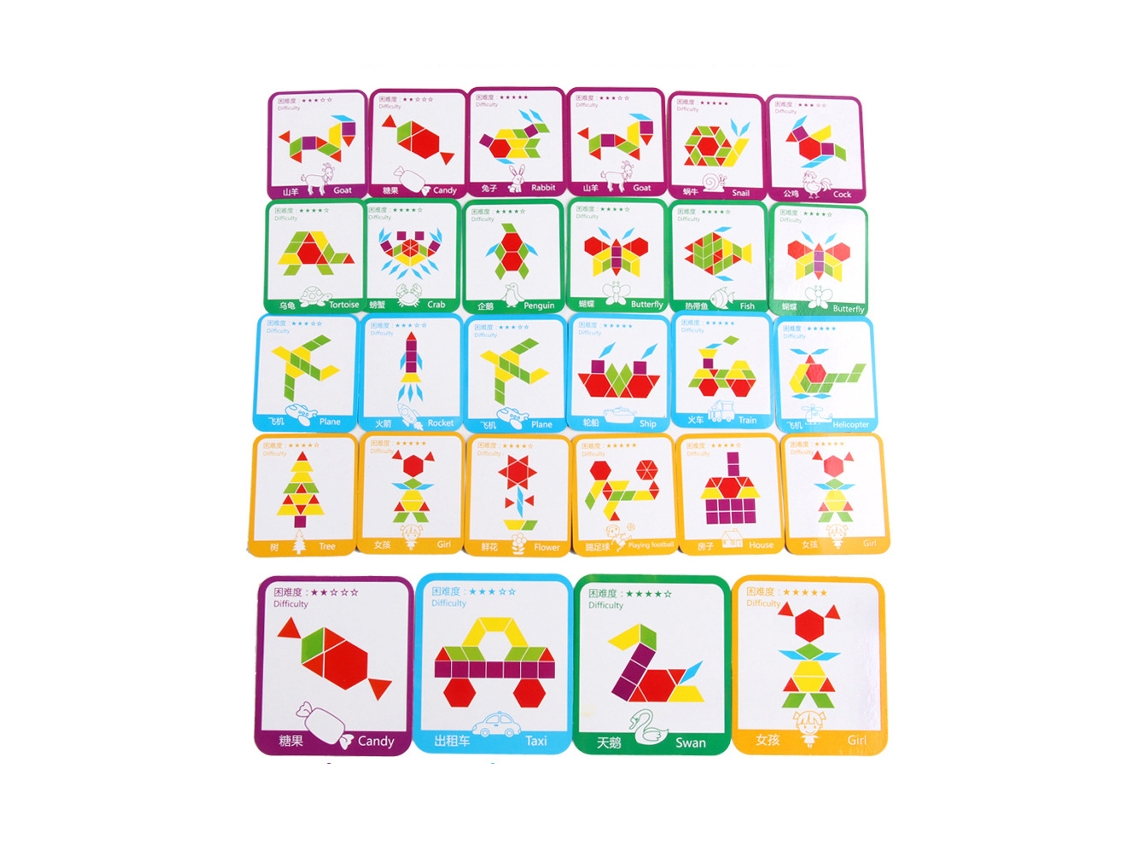 Primerox conjunto de 155 Blocos de Madeira Puzzle Formas Geométricas Brinquedo Educativo Infantil