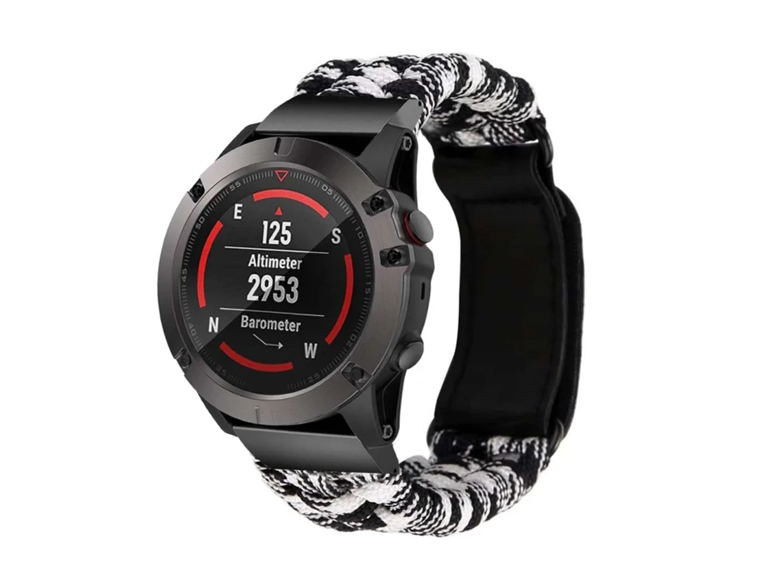 Bracelete Garmin Approach S62 Pulseira corda trançada Preto e Branco