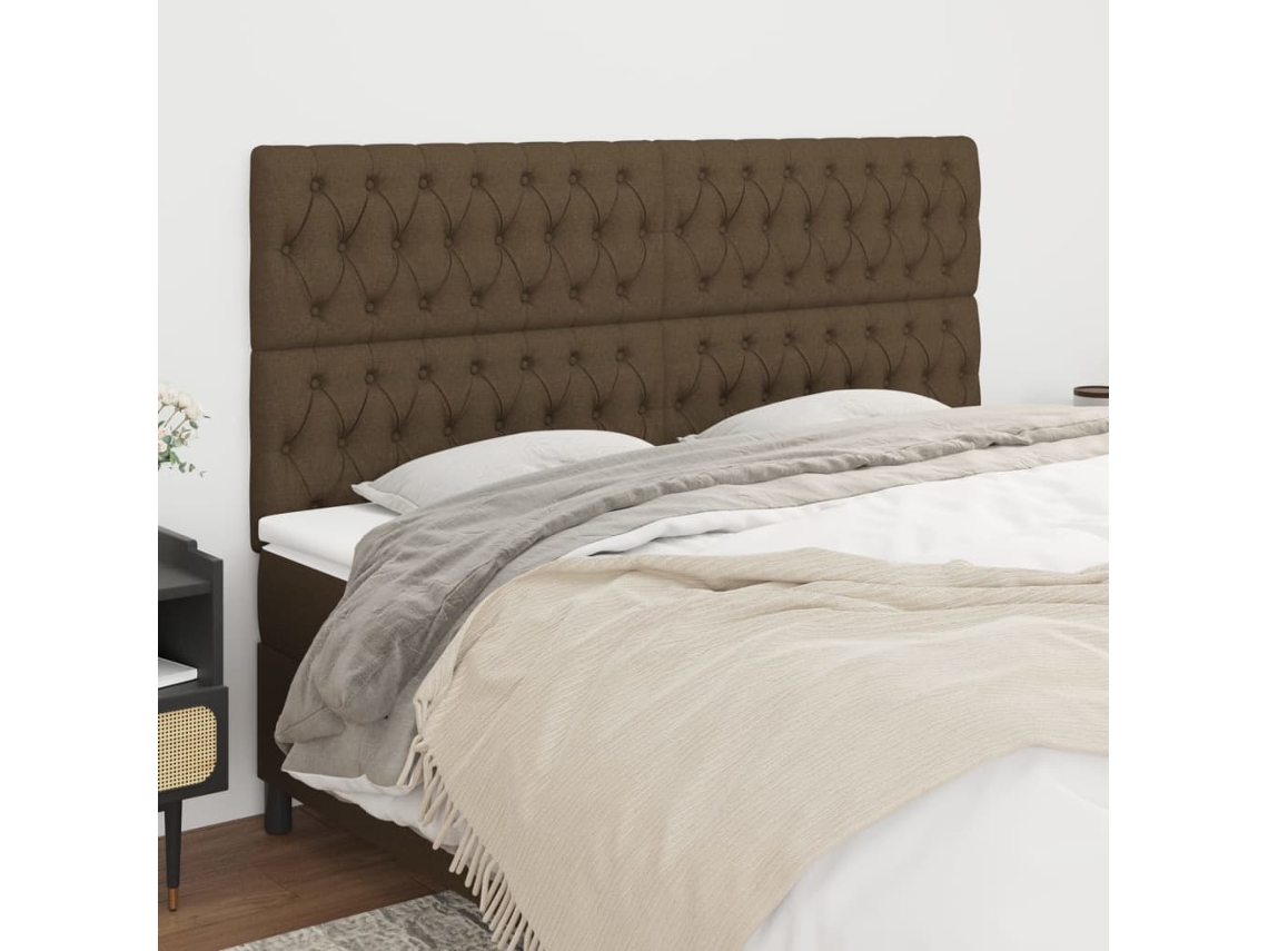 Vidaxl Cabeceira Castanho Escuro 180x7x118/128 Cm Tecido