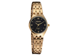 Relógio de pulso feminino casual e elegante, à prova d'água, com movimento de quartzo e pulseira de aço (mostrador preto)