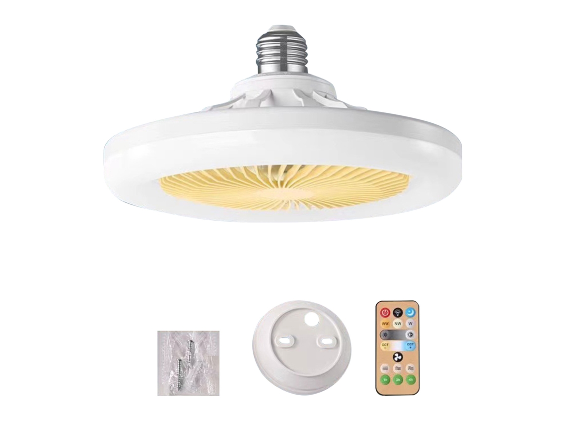 Lâmpada de Teto com Ventilador Silencioso 3 Velocidades Controle Remoto para Sala Quarto | S/MARCA