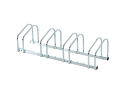 Rastrelliera Biciclette Da Pavimento Or Parete, Portabici Da Terra Per 4 Biciclette In Acciaio, Ruote Fino 65 Mm, 110x33x27 Cm, Argento