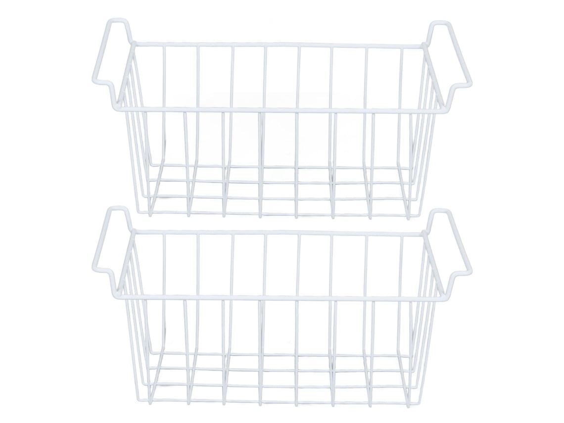 2 Cestas de Arame para Congelador com Alças, Organizador Grande 47.5x24.5x20cm | S/MARCA