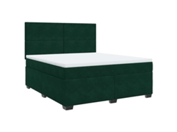 Cama com Molas/colchão 180x200 Cm Veludo Verde escuro MAISON EXCLUSIVE
