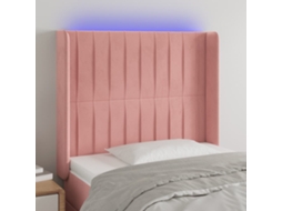 Vidaxl Cabeceira De Cama C/ Luzes Led Veludo 83x16x118/128 Cm Rosa