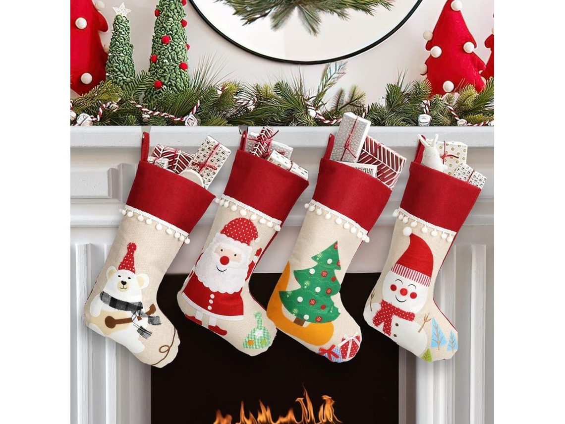 Conjunto de 4 Meias de Natal 45cm com Apoios Nova Line
