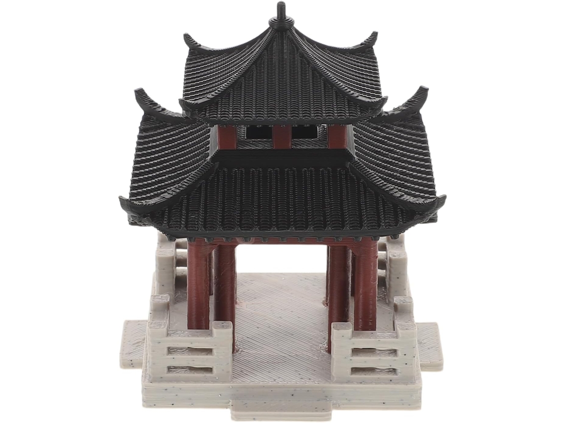 Ornamento Arquitetônico Miniatura Plástico Marrom Estilo Chinês Resistente Intempéries Decoração Pátios GOKOCO