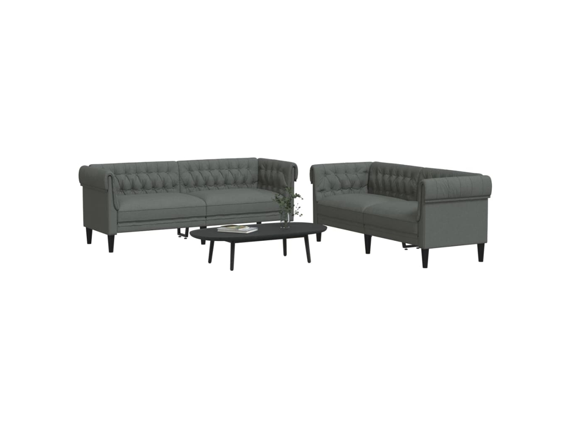 Vidaxl 2 Pcs Conjunto De Sofás Tecido Cinzento-escuro
