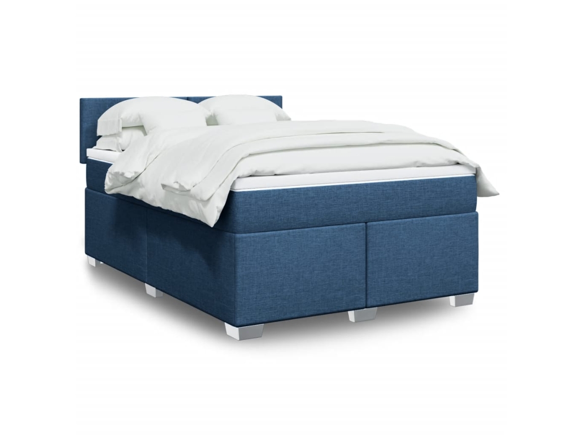 Vidaxl Cama com Molas/colchão 160x200 Cm Tecido Azul