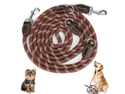 Trela Para Cachorros De Grande E Médio Porte, Com Corda Dupla De Náilon Ajustável, 2 Mosquetões 3 Argolas, Metros X 15 Mm, Ergonômico, Us...