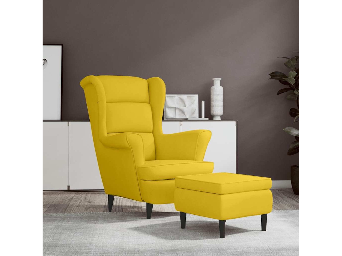 Vidaxl Poltrona De Descanso Com Banco Veludo Amarelo Mostarda